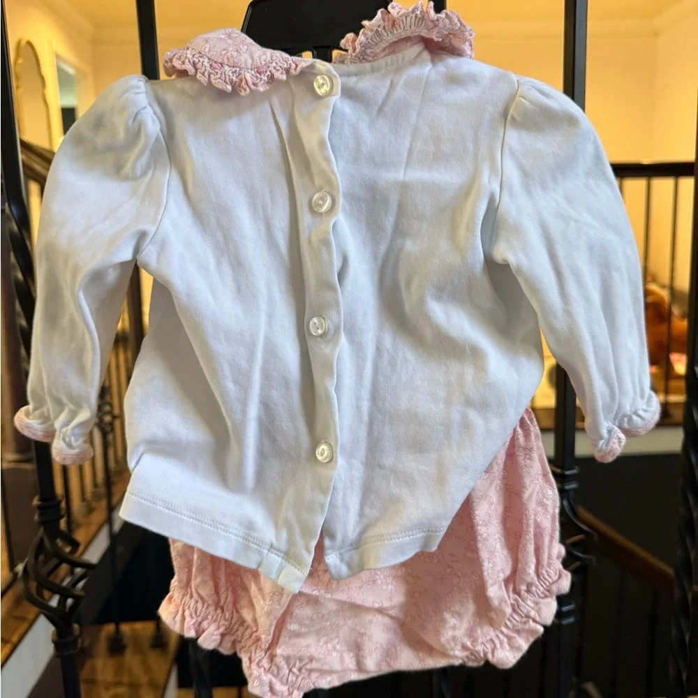 Pink and White Floral Petite Baby Bloomer Set